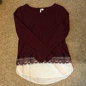 Maroon lace long sleeve